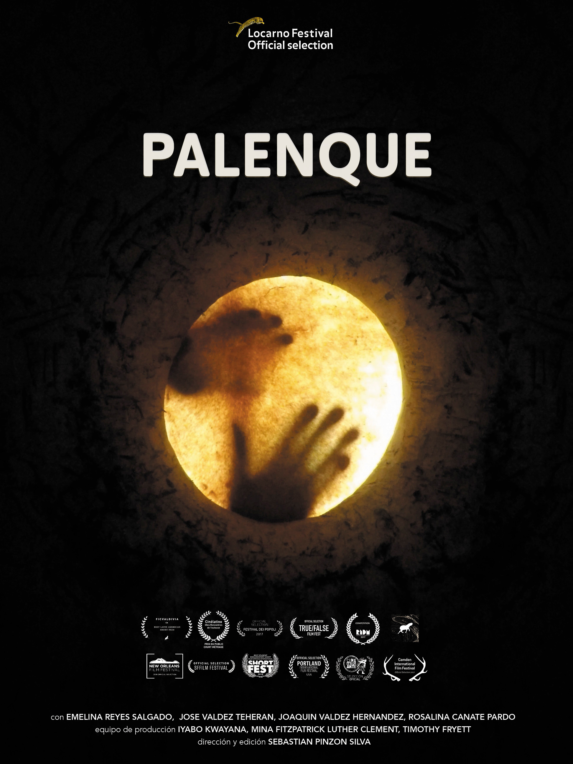Afiche de Palenque, con una luna llena sobre fondo oscuro